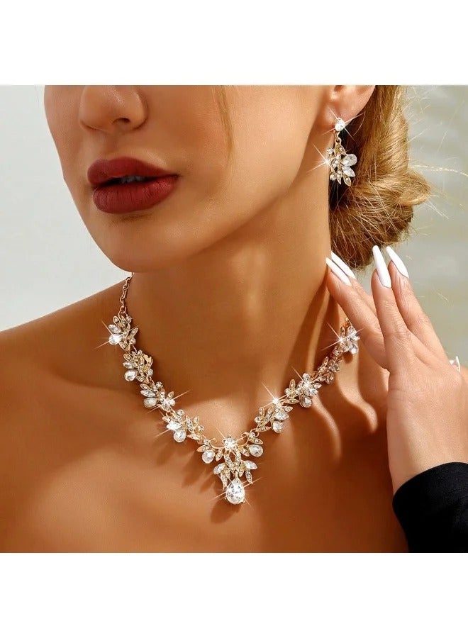 Vintage Elegant Floral Beaded Necklace and Earrings Set – Versatile Women’s Choker Chain - Image 2