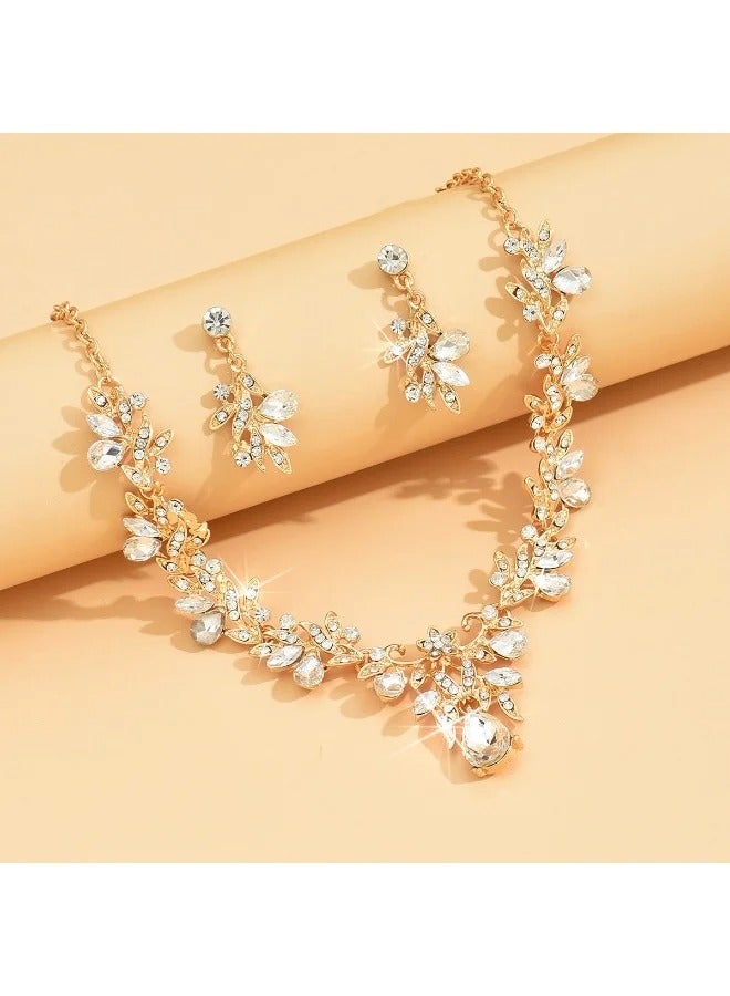 Vintage Elegant Floral Beaded Necklace and Earrings Set – Versatile Women’s Choker Chain - Image 4