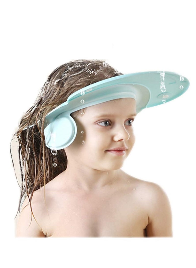 امتوش قبعة استحمام للأطفال، غسول استحمام، شامبو، قبعة قابلة للتعديل، قناع لشطف شعر رأس الأطفال الصغار، يمنع دخول الماء إلى العينين والأذنين، حماية للأطفال والأطفال باللون الأزرق - Image 1