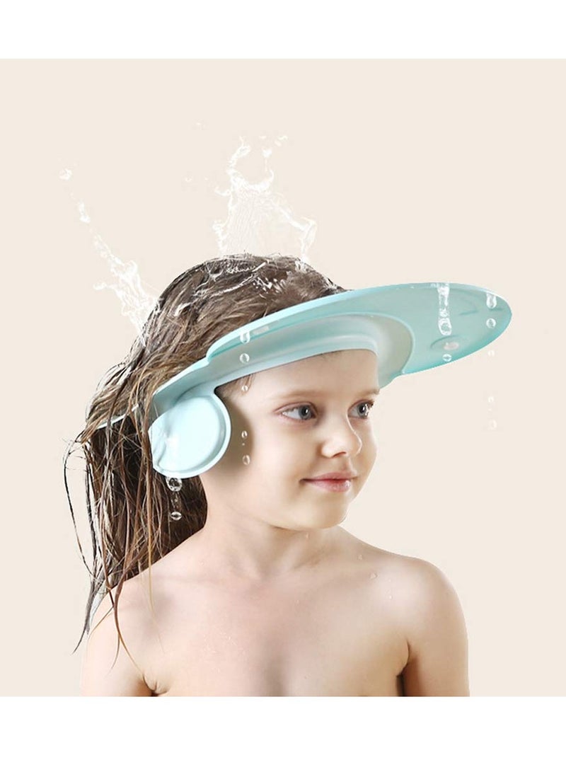 امتوش قبعة استحمام للأطفال، غسول استحمام، شامبو، قبعة قابلة للتعديل، قناع لشطف شعر رأس الأطفال الصغار، يمنع دخول الماء إلى العينين والأذنين، حماية للأطفال والأطفال باللون الأزرق - Image 3