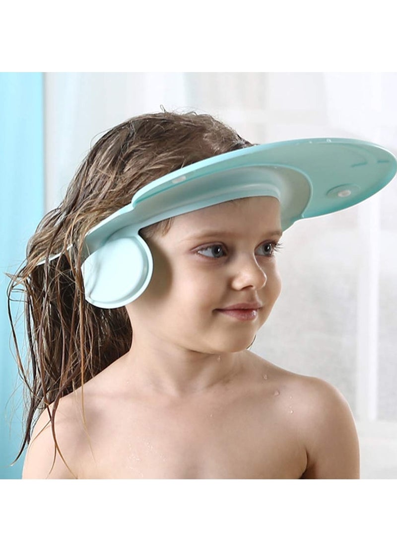 امتوش قبعة استحمام للأطفال، غسول استحمام، شامبو، قبعة قابلة للتعديل، قناع لشطف شعر رأس الأطفال الصغار، يمنع دخول الماء إلى العينين والأذنين، حماية للأطفال والأطفال باللون الأزرق - Image 2