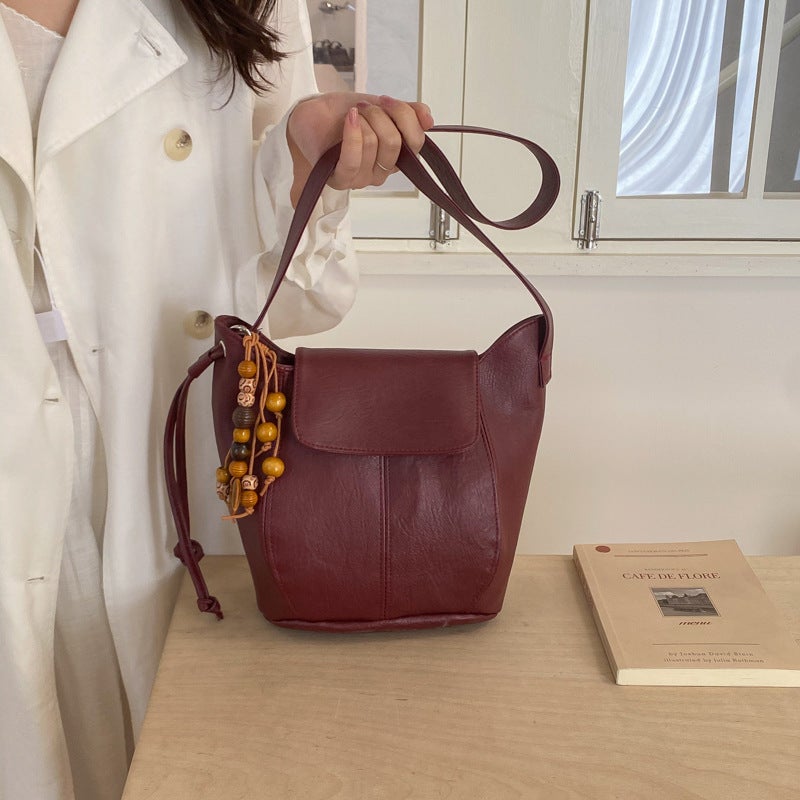 Foreign Trade Retro Frosted Suede Bucket Bag, Fashionable and Trendy Pumpkin Bag, New Autumn and Winter Women''s Crossbody Mobile Phone Bag - Image 1