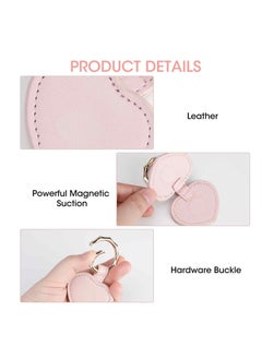 SYOSI Magnetic Hat Clip for Travel, PU Leather Multifunctional Fashion Hat Holder Clip for Men and Women, Portable Cap Clips for Bag Handbag Backpack Luggage Purse, Heart Pattern, 1 Pcs, Pink  - Image 3