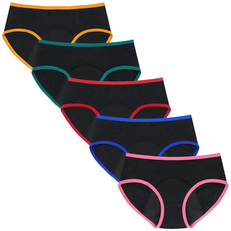 Mesachy Teen Girls Period Underwear for Heavy Flow High Absorbency Kids Period Panties Leakproof Soft Cotton Briefs, Xsk5-3, 12-14 years - Image 1