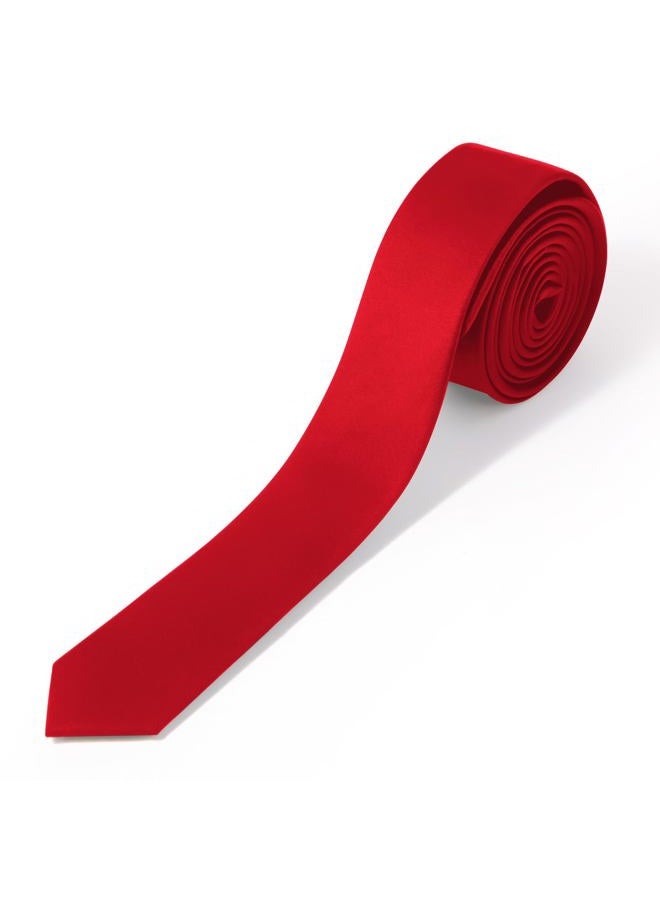 Puistr Skinny Ties Red Ties For Men and Women Solid Pure Color 1.58" (4CM) Plain Formal Slim Neckties - Image 1