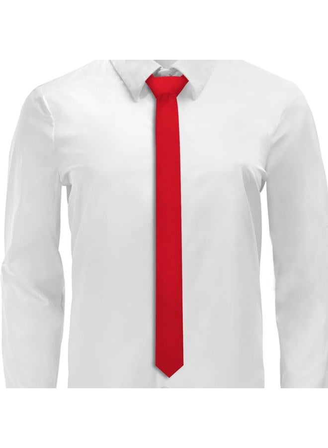 Puistr Skinny Ties Red Ties For Men and Women Solid Pure Color 1.58" (4CM) Plain Formal Slim Neckties - Image 5