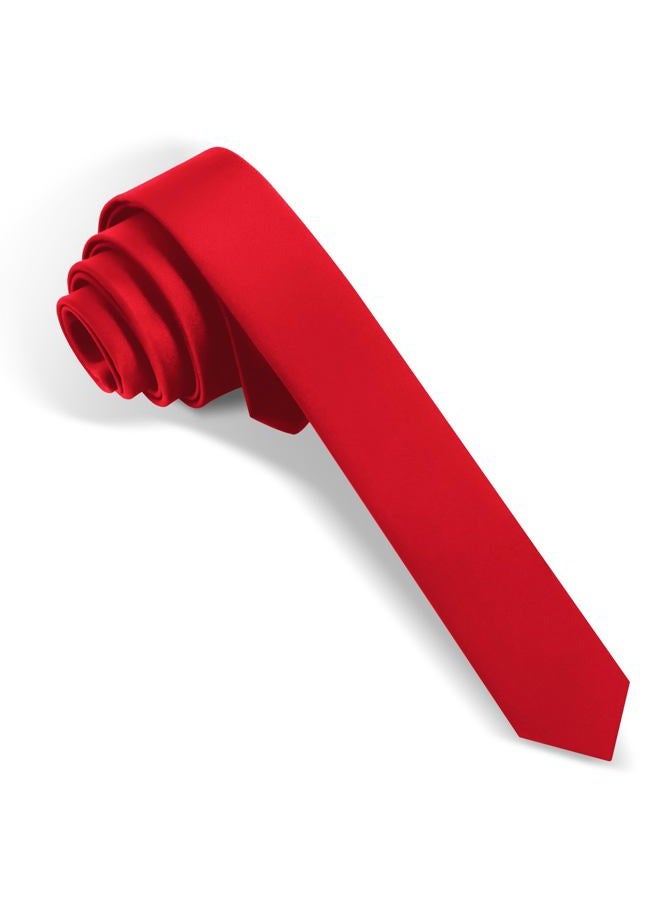 Puistr Skinny Ties Red Ties For Men and Women Solid Pure Color 1.58" (4CM) Plain Formal Slim Neckties - Image 2