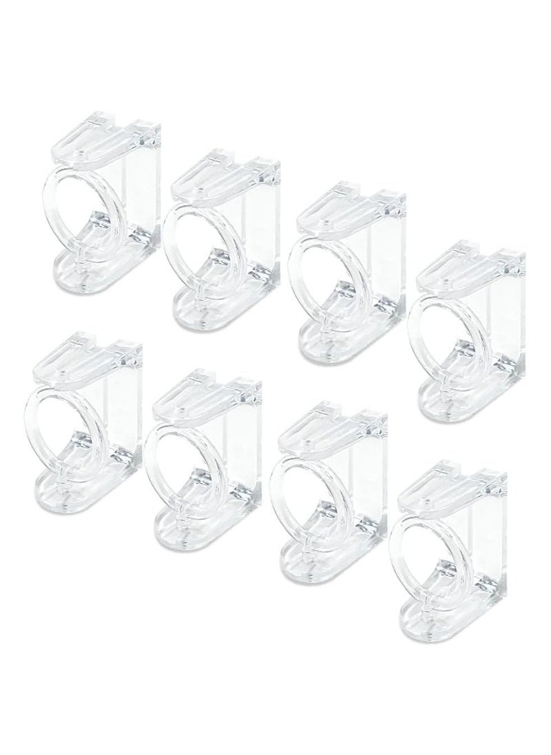 KASTWAVE Self Adhesive Rotating Ring Curtain Rod Brackets, No Drilling, Adjustable Curtain Rod Holders for Kitchen, Bathroom, Hotel, 8Pcs (Clear)  - Image 1