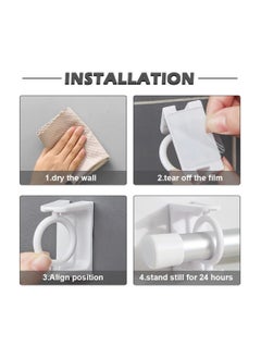 KASTWAVE Self Adhesive Rotating Ring Curtain Rod Brackets, No Drilling, Adjustable Curtain Rod Holders for Kitchen, Bathroom, Hotel, 8Pcs (Clear)  - Image 4