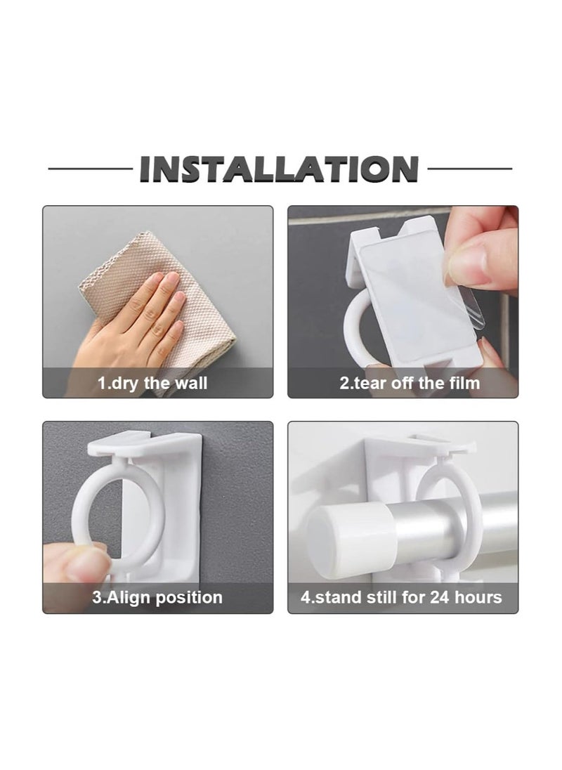 KASTWAVE Self Adhesive Rotating Ring Curtain Rod Brackets, No Drilling, Adjustable Curtain Rod Holders for Kitchen, Bathroom, Hotel, 8Pcs (Clear)  - Image 4