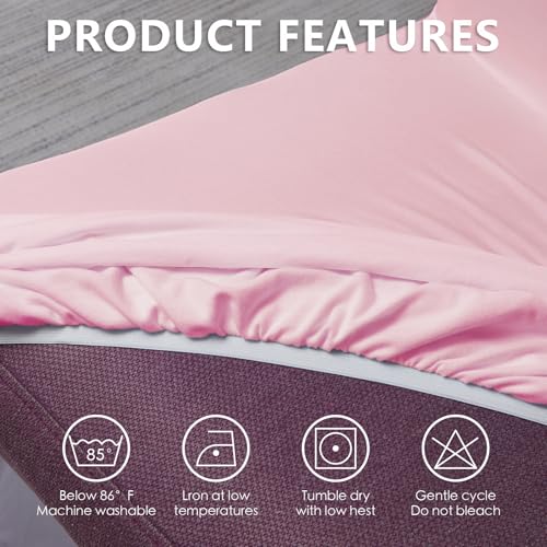 molasofa Chair Covers for Dining Room Set of 6 Stretch Chair Slipcovers with Skirt for Kitchen Seat Protectors Wedding Banquet Decor Kids Pets Spandex Fabric Washable (6pcs, Pink) - Image 4