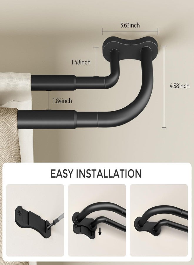 Wolistsa Double Curtain Rod, Black Wrap Around Blackout Dual Curtain Rods for Windows 48 to 84 inch, Adjustable Heavy Duty Spliced Room Darkening Window Treatment Rods, All Metal, Aluminium Bracket - Image 4