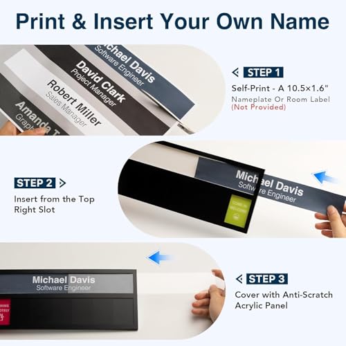 EliteSign Name Plate for Desk& Office Door Sign, 6 Options Do Not Disturb, In A Meeting, Out of Office, Working Remotely, Please Knock, Stick or Stand with Desk Name Plate, Black - Image 5