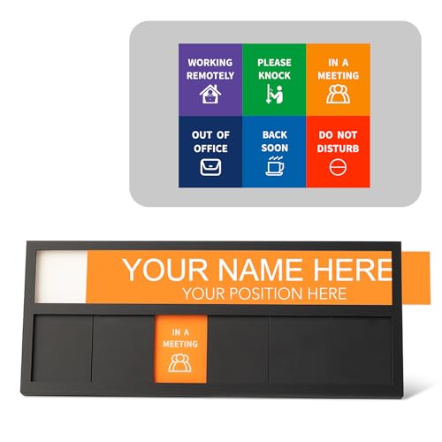 EliteSign Name Plate for Desk& Office Door Sign, 6 Options Do Not Disturb, In A Meeting, Out of Office, Working Remotely, Please Knock, Stick or Stand with Desk Name Plate, Black - Image 1