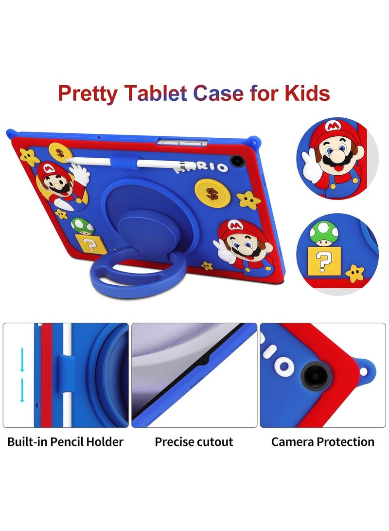 For Samsung Galaxy Tab A9 Plus Case 11 inch 2023 with Screen Protector Shoulder Strap Stand Grip Pencil Holder, Soft Silicone Case