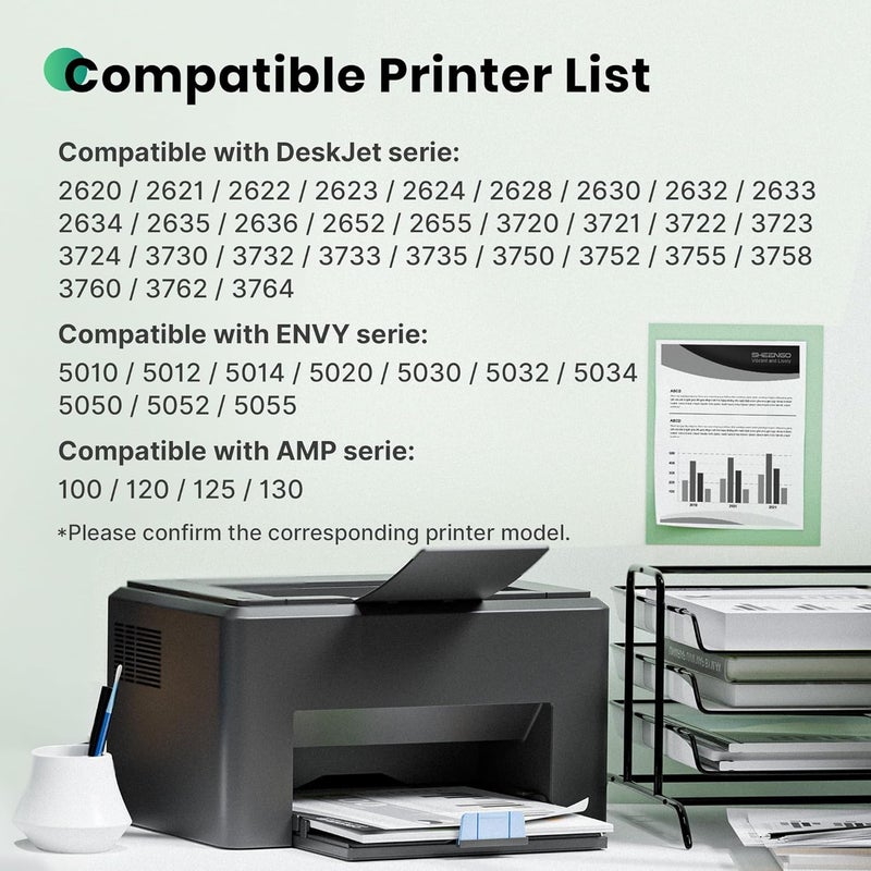 SHEENGO 304XL Ink Cartridges Combo Pack Compatible for HP 304 304XL Ink Cartridges Black and Colour Compatible with HP Envy 5010 5020 5032 5030 5000 DeskJet 3760 3762 2600 2620 2630 2633 3720 (2 Pack) - Image 2