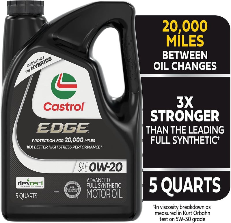 Castrol EDGE 0W-20 Advanced Full Synthetic Motor Oil, 5 Quarts - Image 3