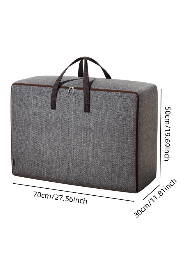 شبيلي حقيبتان تخزين قابلة للطي من قماش أكسفورد - صناديق تخزين كبيرة للملابس والألعاب وتنظيم خزانة المنزل بسحاب مزدوج ومقبض معزز (رمادي داكن، 105 لتر) - Image 5