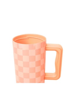 Simple Modern Simple Modern 40 oz Tumbler with Handle and Straw Lid | Leak-Proof Insulated Stainless Steel Water Bottle Travel Mug Cupholder Use | Gifts for Women Her | Trek Signature | Tropical Peach Checkmate  - Image 2