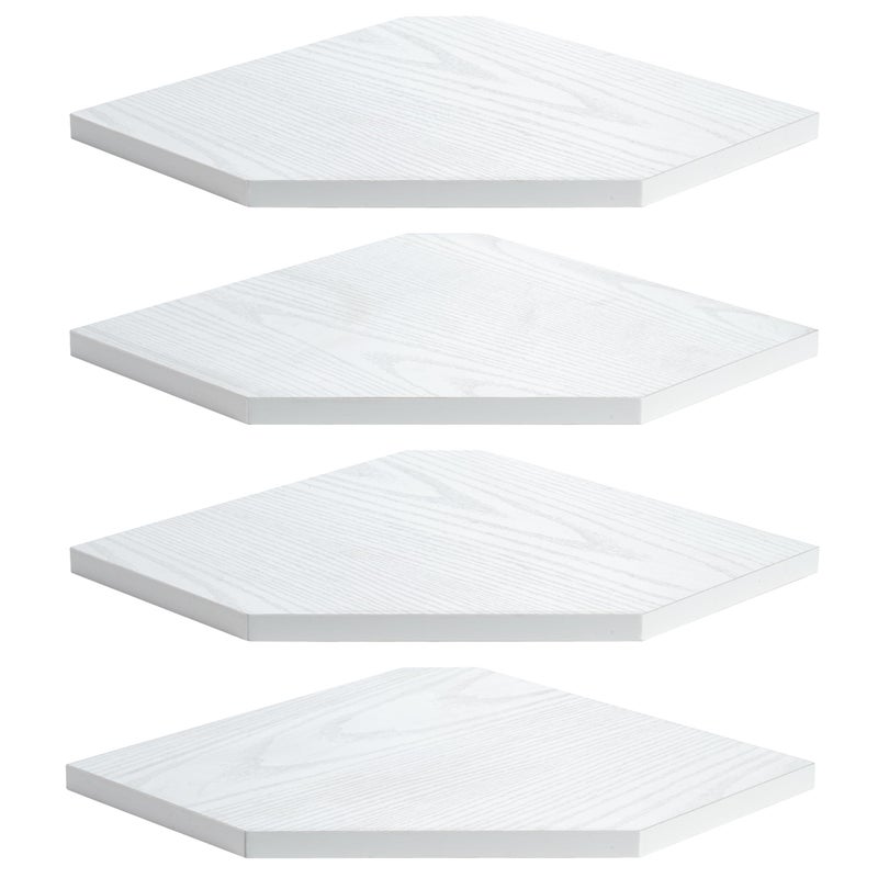 Corner Shelf Wall Mount Floating Corner Shelves Set of 4 Corner Wall Shelf Organizer Rustic Wood Wall Storage Display Shelves for Living Room Bedroom Bathroom Kitchen Rustic White