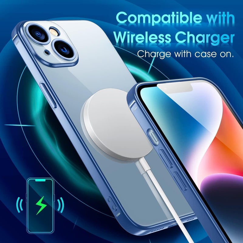 VONZEE Electroplated Clear Transparent Cover For iPhone 15 Case 6.1 inch Luxury Tpu Case Cover Camera Protection For Each Lens Cases (Blue) - Image 4