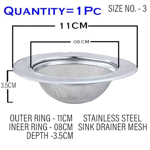 Styxon Kitchen Bathroom Sink Drain Strainer Screen, Stainless Steel Sink Garbage Disposal Stopper Mesh Basket, 4.5 Inch, Silver - Image 4