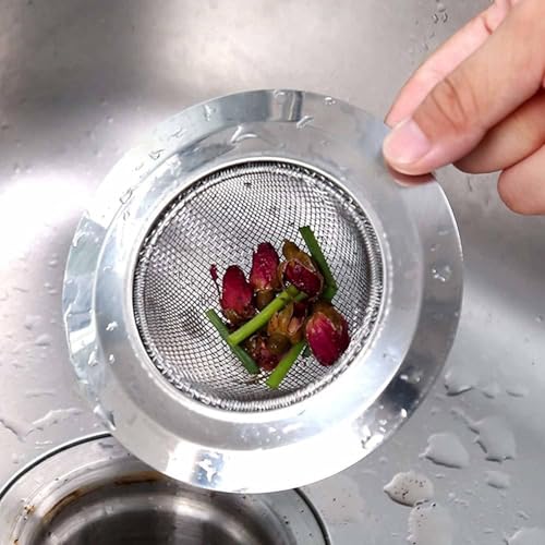 Styxon Kitchen Bathroom Sink Drain Strainer Screen, Stainless Steel Sink Garbage Disposal Stopper Mesh Basket, 4.5 Inch, Silver - Image 3