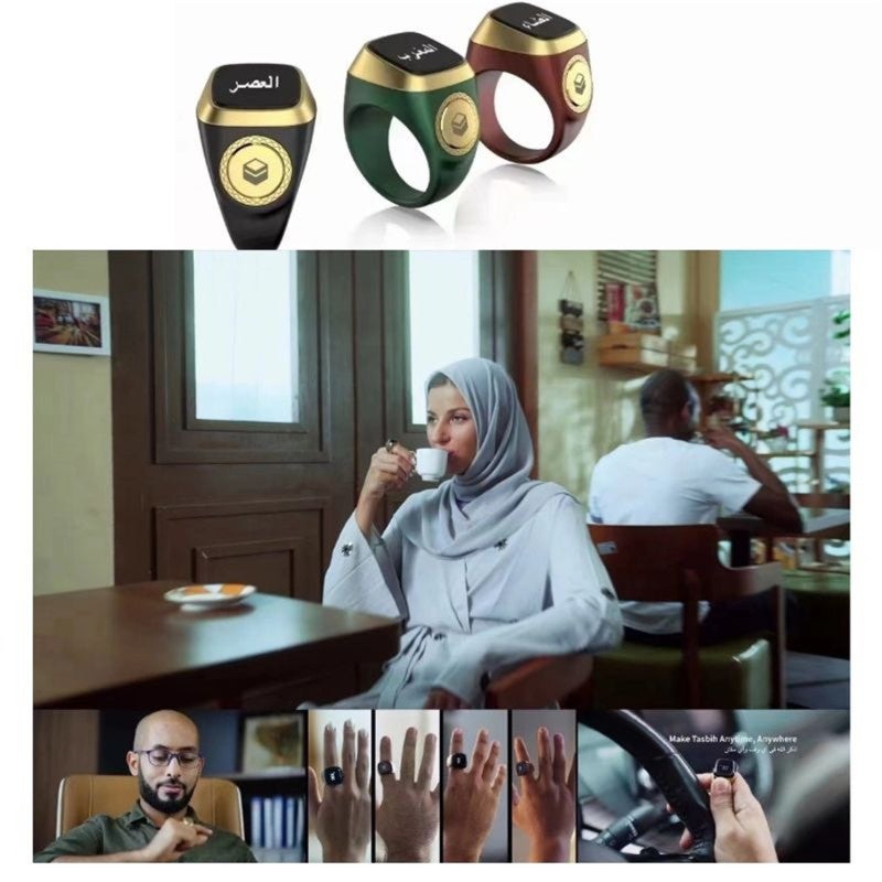 Muslim smart ring, electronic metal counter, 4 prayer time reminders, waterproof IP68, with storage device, compatible with Bt5.1 - Image 5