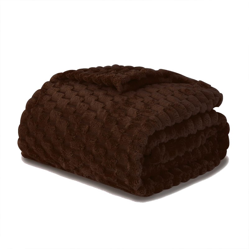 Puncuntex Brown Throw Blanket 5060 inches Fuzzy 3D Jacquard Decorative Flannel Fleece Super Soft Plush Cozy Blanket for Couch Sofa Chair Lightweight - Image 2