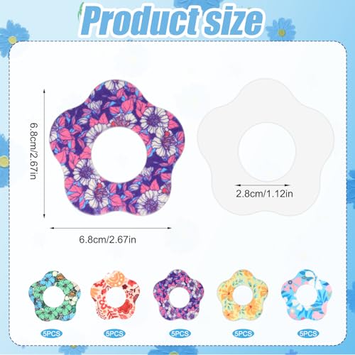 XIHIRCD 25 قطعة أغطية حساسات لـ Libre 1/2، لاصقات لاصقة مقاومة للماء زهور صيفية لرقعة مراقبة سكر الدم لاصقات حساسة مقاومة للعرق متوافقة مع حماية Overpatch لـ Libre (5 أنماط) - Image 2