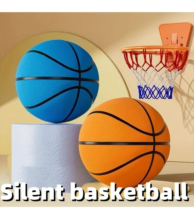 Silent Indoor Basketball 7.09 Inch Durable TPU Family Sports Training Orange Blue - Image 1
