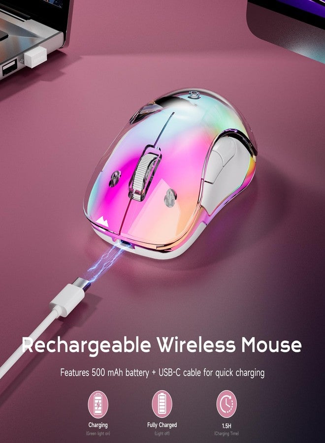 memzuoix 2.4G LED Wireless Mouse, Rechargeable Ergonomic Mouse with Detachable Cover, 1200 DPI Portable Optical Computer Mouse with USB Receiver for Laptop, PC, Desktop and MacBook, 5 Buttons-Pink - Image 4