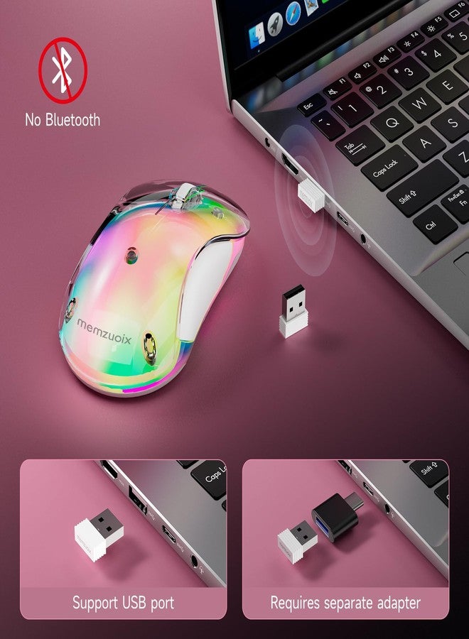 memzuoix 2.4G LED Wireless Mouse, Rechargeable Ergonomic Mouse with Detachable Cover, 1200 DPI Portable Optical Computer Mouse with USB Receiver for Laptop, PC, Desktop and MacBook, 5 Buttons-Pink - Image 5