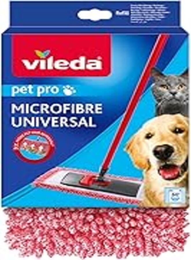 Vileda Pet Pro Mop Cover Replacement Cover for All Mop Floor Mops, Eliminates 3 Times More Pet Hair, 100% Microfibre, Easy Replacement, For All Hard Floors, Machine Washable