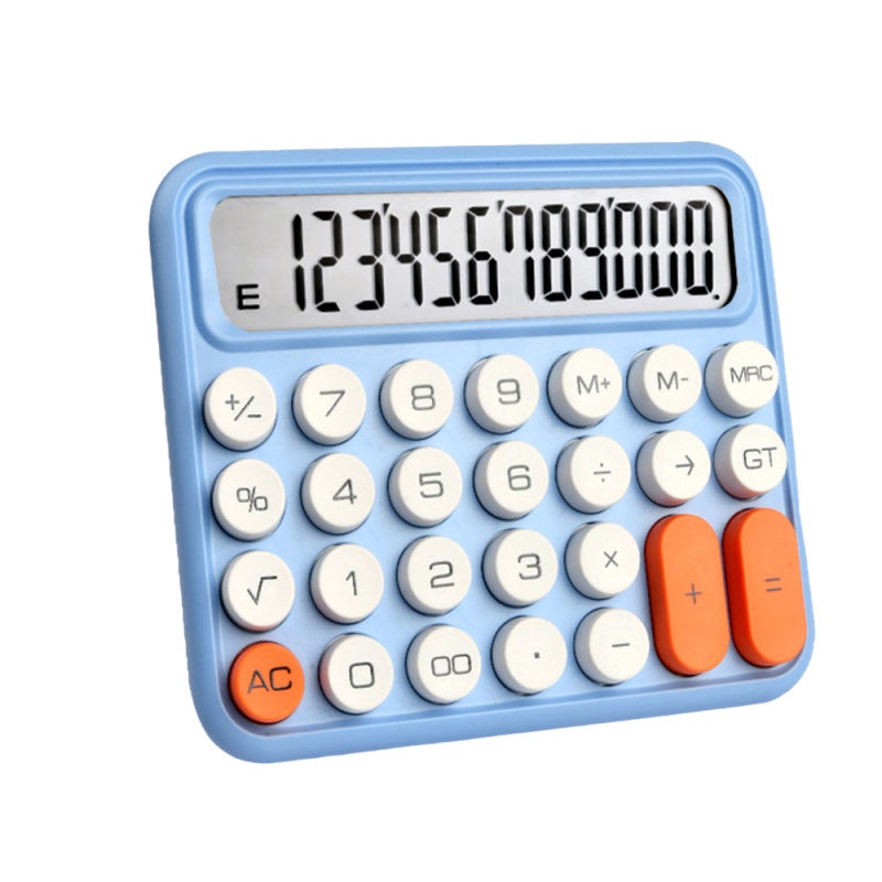 Small Calculator: 12-Digit Large LCD Display - Quiet Mechanical Large Blue Keys, 15-Degree Tilt, Durable ABS for Office, Desk Workspace