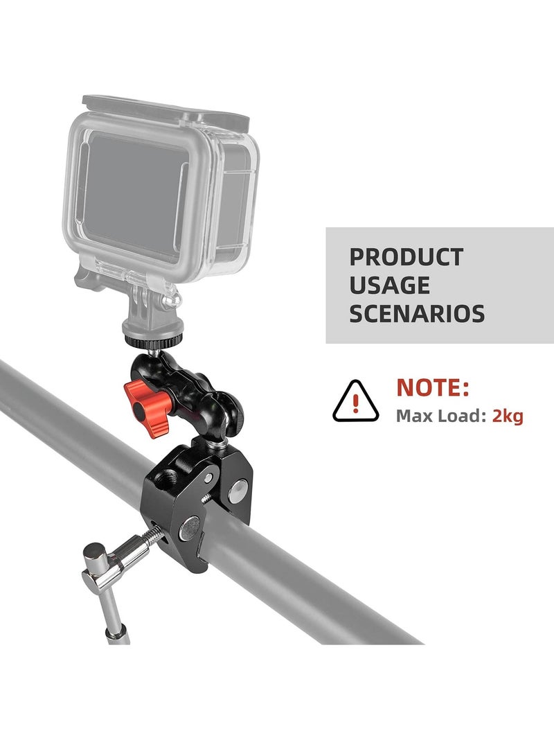 KASTWAVE Super Camera Clamp Mount 3/8" thread and 1/4" Screw with 360° Ballhead Magic Arm for DSLR Camera / LED - Image 3