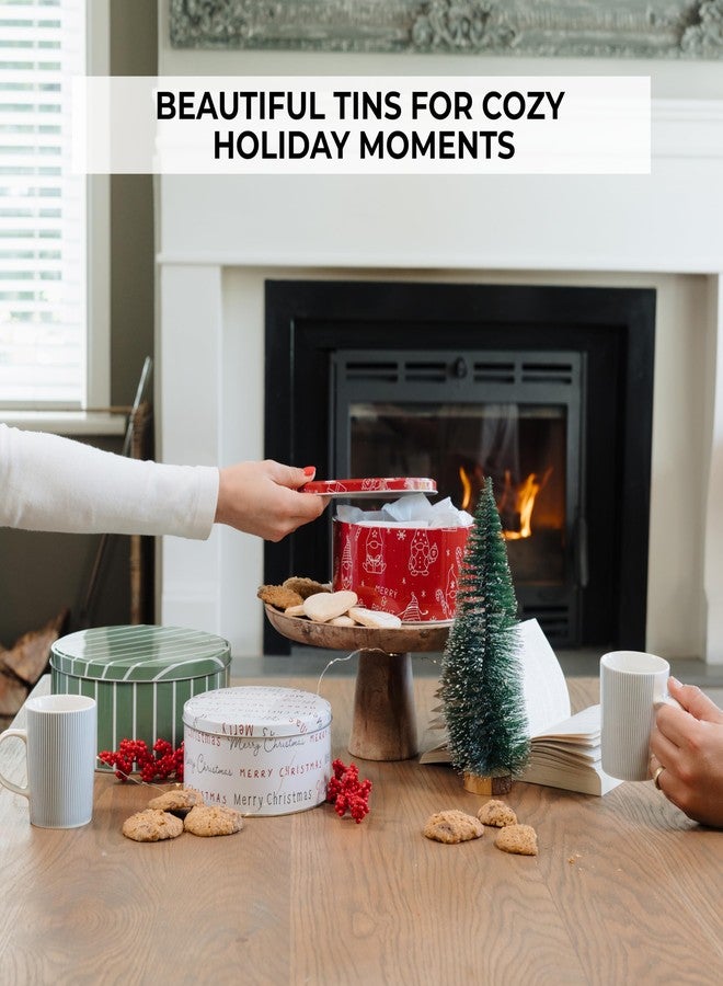 KIBAGA Beautiful Christmas Cookie Tins Set Of 3 - Cute Containers Are Perfect To Share Delicious Homemade Cookies, Candy Or Cupcakes With Friends & Family - Sturdy Boxes With Lids For Holiday Gift Giving - Image 2