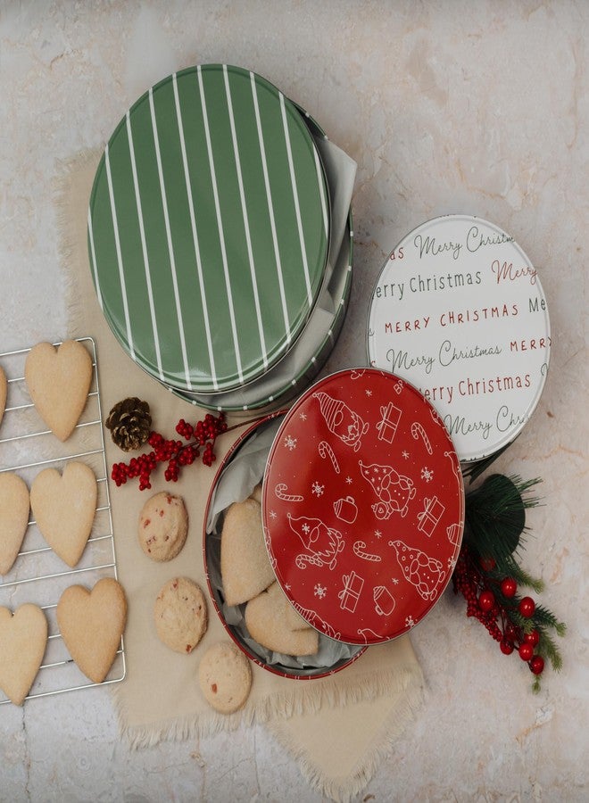 KIBAGA Beautiful Christmas Cookie Tins Set Of 3 - Cute Containers Are Perfect To Share Delicious Homemade Cookies, Candy Or Cupcakes With Friends & Family - Sturdy Boxes With Lids For Holiday Gift Giving - Image 3