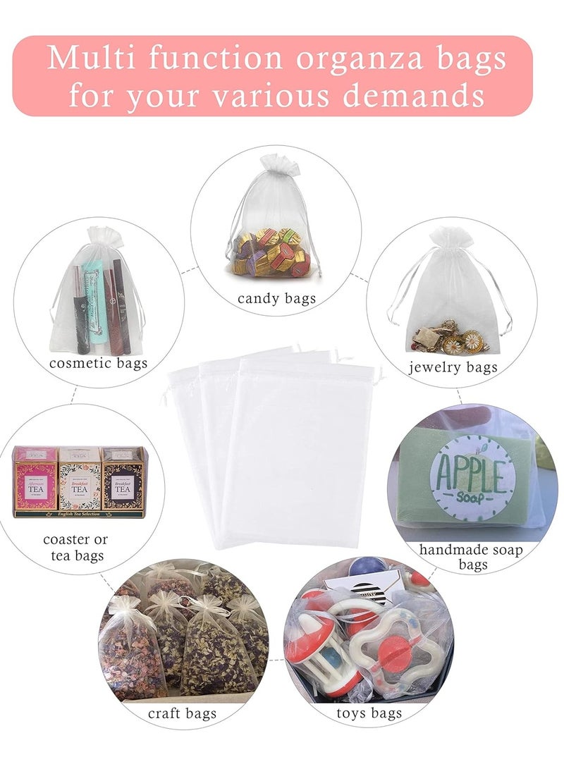White 50pcs Organza Bags 13x18CM Mesh Bags Drawstring Gift Bags Jewelry Pouches for Candy Wedding Favors - Image 4