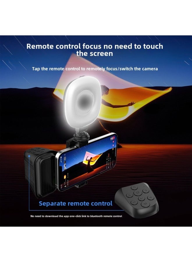 Hot-selling Portable Mobile Phone Bluetooth Photographer Shake Tone Self-timer Brush Video Artifact Smart Photography Handle-Color:Shooting Aid Black + Beauty Fill Light - Image 4