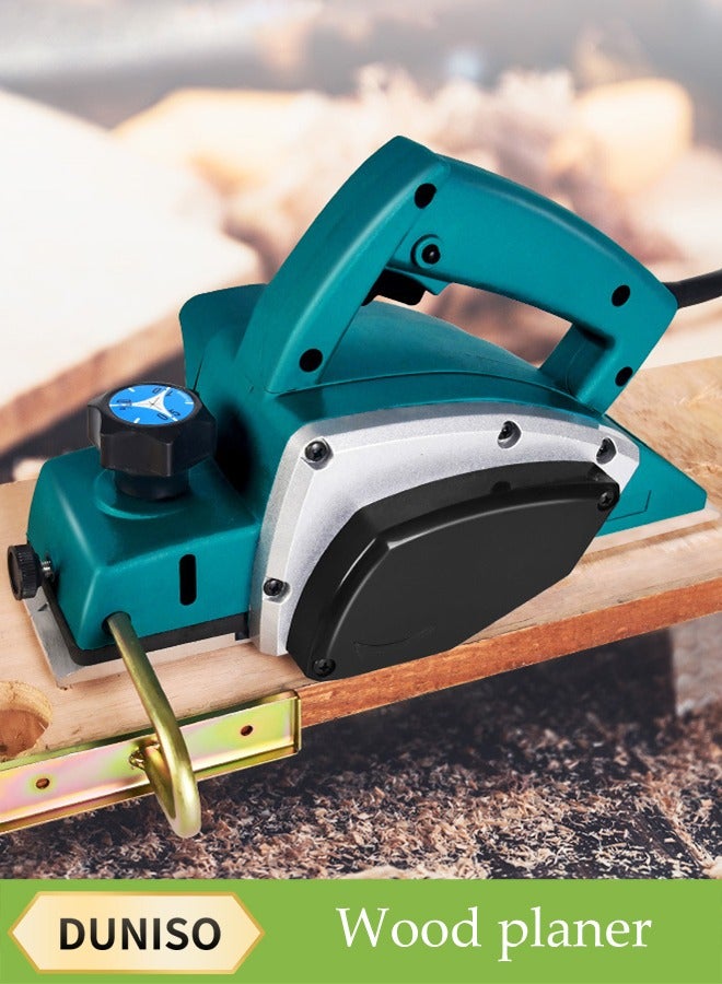 DUNISO Wood Planer, Electric, Portable Handheld Wood Surface Planing Tool, Wood Polishing Craft Planer, Adjustable Depth, Suitable For Woodworking Home Diy, Planing Width 82mm, Woodworking Power Tool, Home Benchtop Sub-Electric Push Planer Press Planer - Image 1