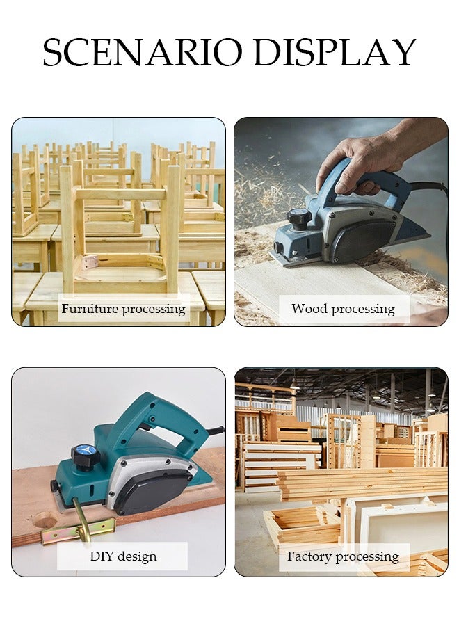 DUNISO Wood Planer, Electric, Portable Handheld Wood Surface Planing Tool, Wood Polishing Craft Planer, Adjustable Depth, Suitable For Woodworking Home Diy, Planing Width 82mm, Woodworking Power Tool, Home Benchtop Sub-Electric Push Planer Press Planer - Image 4