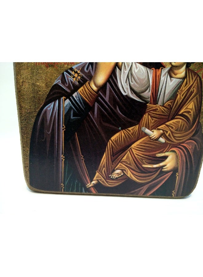 Iconsgr Handmade Wooden Greek Christian Orthodox Mount Athos Icon of Virgin Mary Mp2 - Image 4