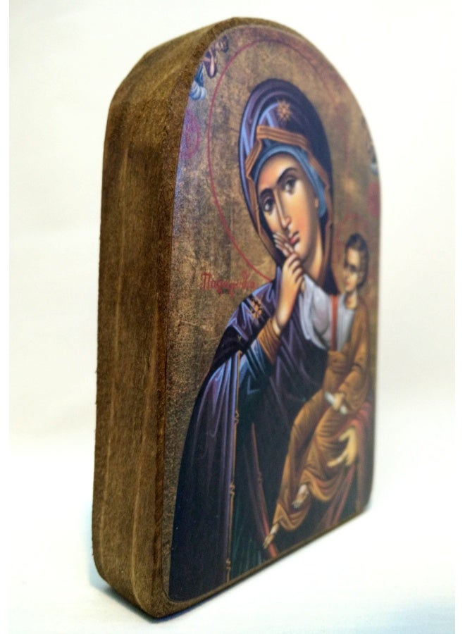 Iconsgr Handmade Wooden Greek Christian Orthodox Mount Athos Icon of Virgin Mary Mp2 - Image 2