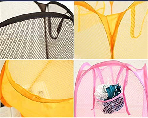 DurReus Foldable Extra Large Collapsible Net Hampers for Storage Blankets Pop-Up Mesh Baskets Commercial Laundry Sorters for Rv,Dorm,Pink - Image 3