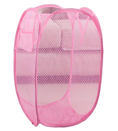 DurReus Foldable Extra Large Collapsible Net Hampers for Storage Blankets Pop-Up Mesh Baskets Commercial Laundry Sorters for Rv,Dorm,Pink - Image 5