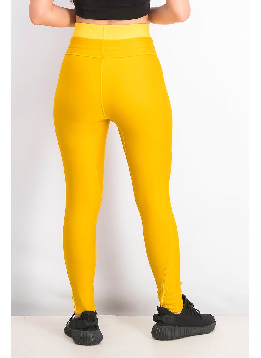 Adidas - Women Brand Logo Alphaskin Cold Long Tights, Gold - Image 1