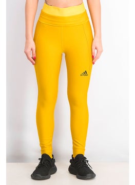 Women Brand Logo Alphaskin Cold Long Tights, Gold
