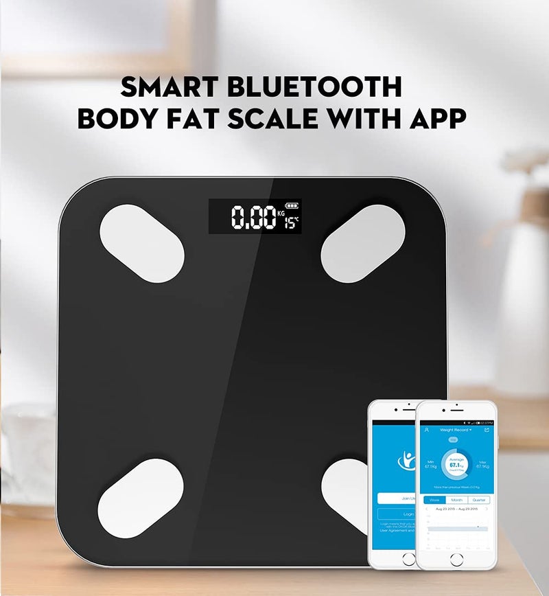 Bluetooth Smart Electronic Body Fat Scale with High Precision Sensors - Black - Image 2