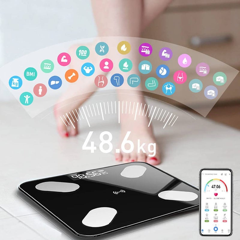 Bluetooth Smart Electronic Body Fat Scale with High Precision Sensors - Black - Image 4
